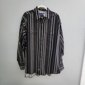 Wrangler 100% Cotton Western Cowboy  Black Pearl Button Down Long Sleeve Shirt